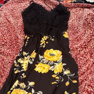 NOBO Black and Yellow Floral Maxi Dress